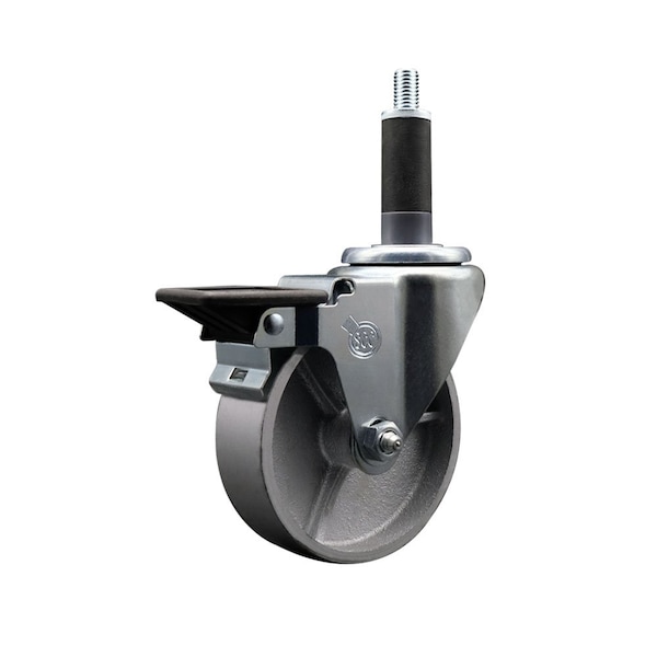 4'' Semi Steel Swivel 1'' Expanding Stem Caster with Brake